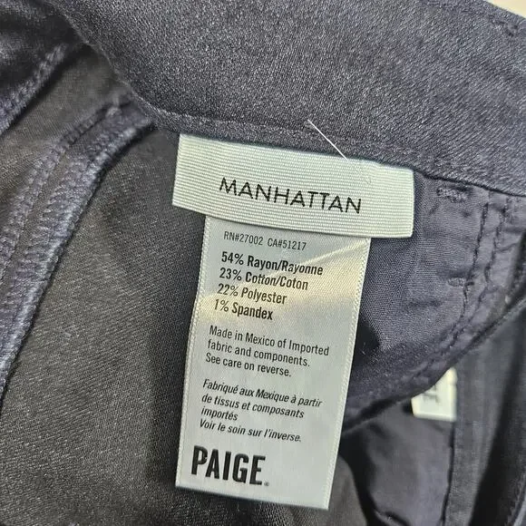 Paige Jeans Womens 27 Manhattan Bootcut Dark Wash Stretch Kolbie Whiskering - Picture 5 of 14